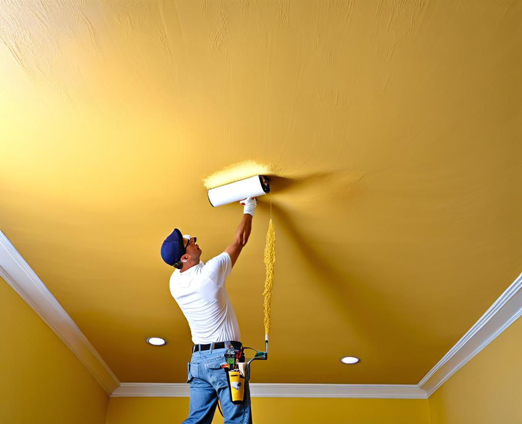 painting a popcorn ceiling with a roller