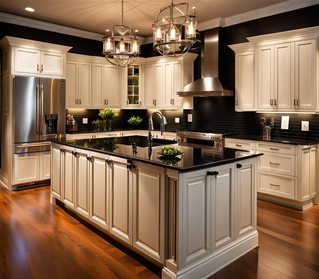 white cabinets with black hardware