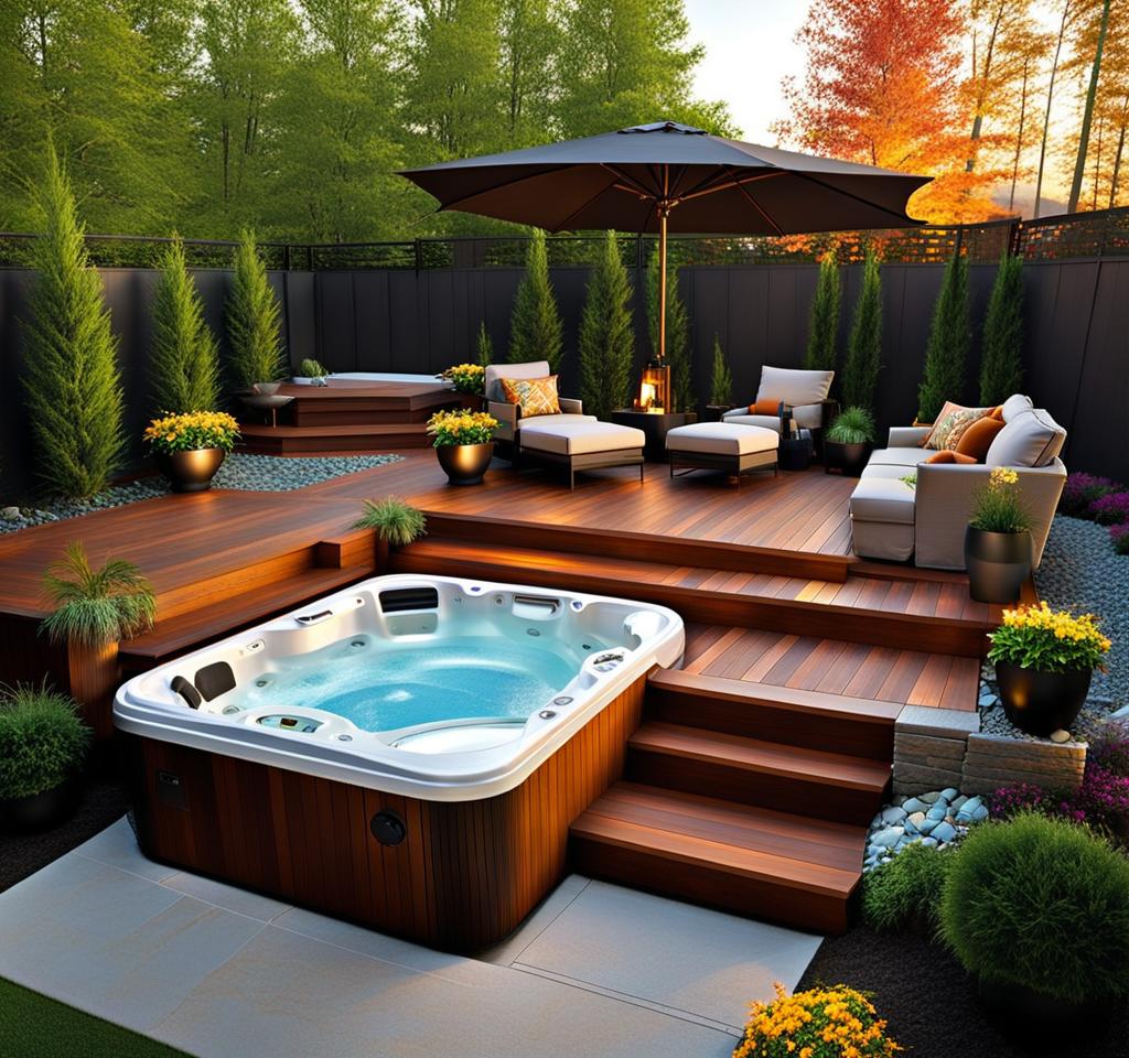 hot tub landscaping on a budget