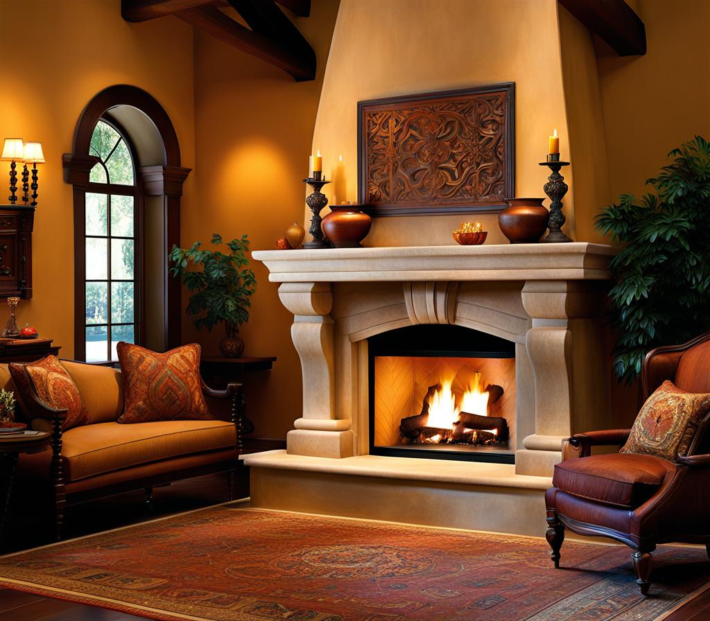 spanish style fireplace mantel