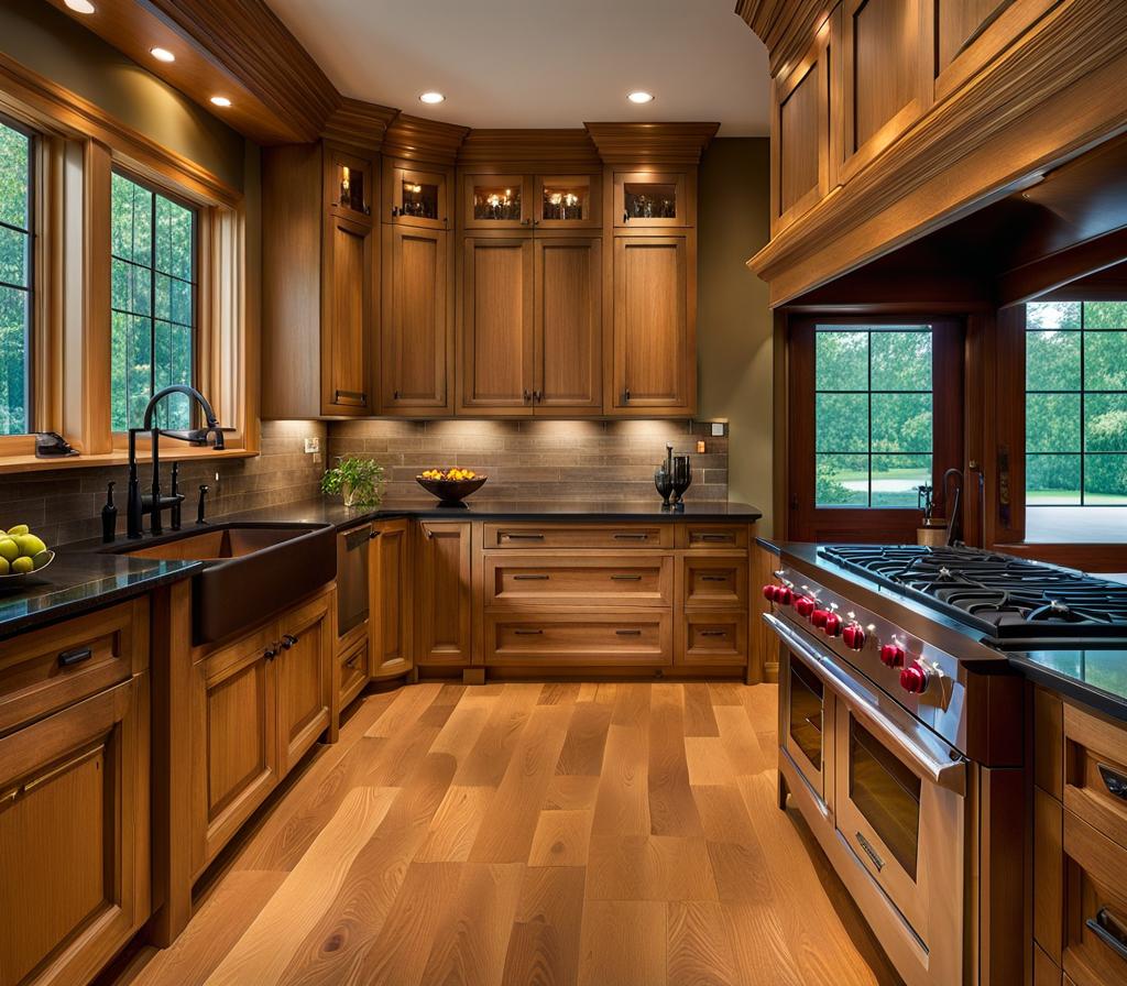 what color floor goes with oak cabinets