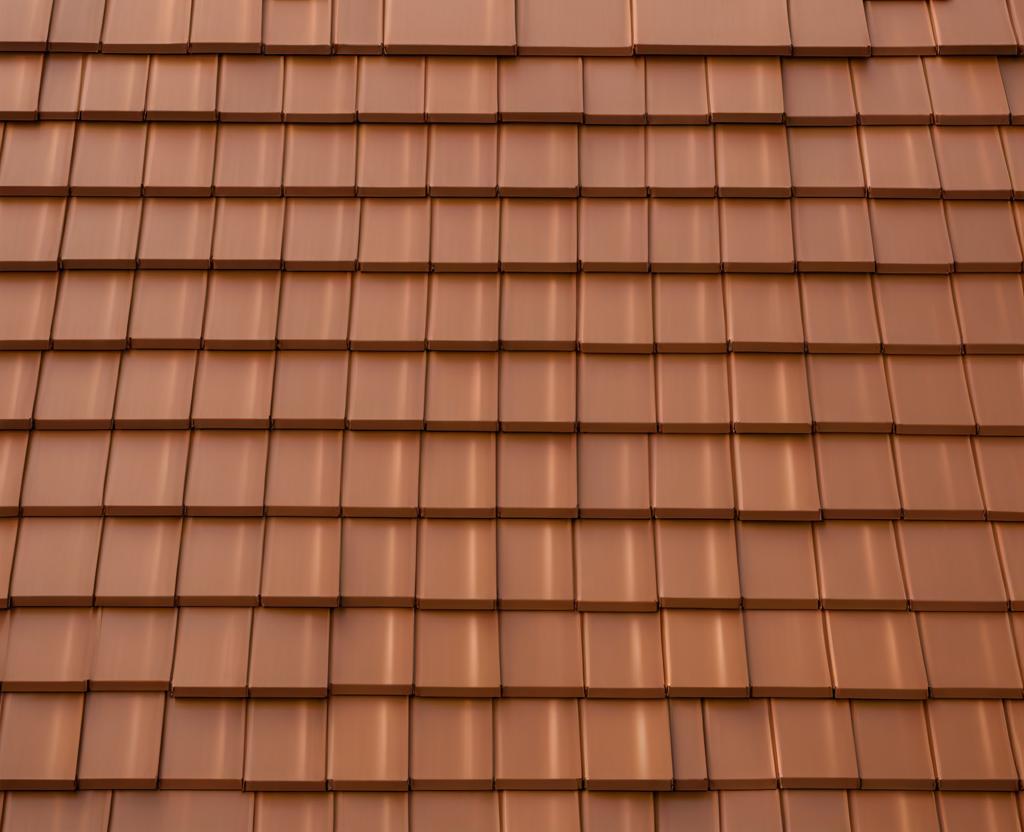 what color metal roof for tan brick house