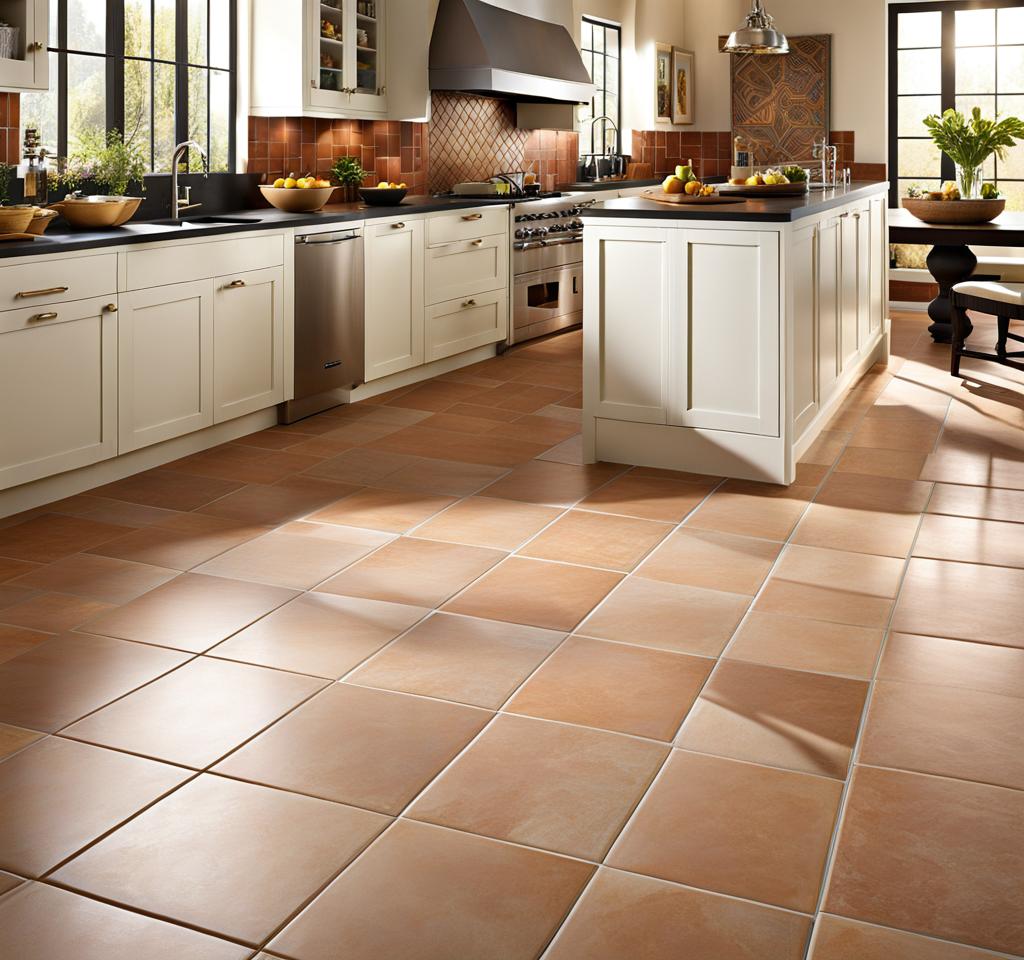 kitchen floor tile white cabinets