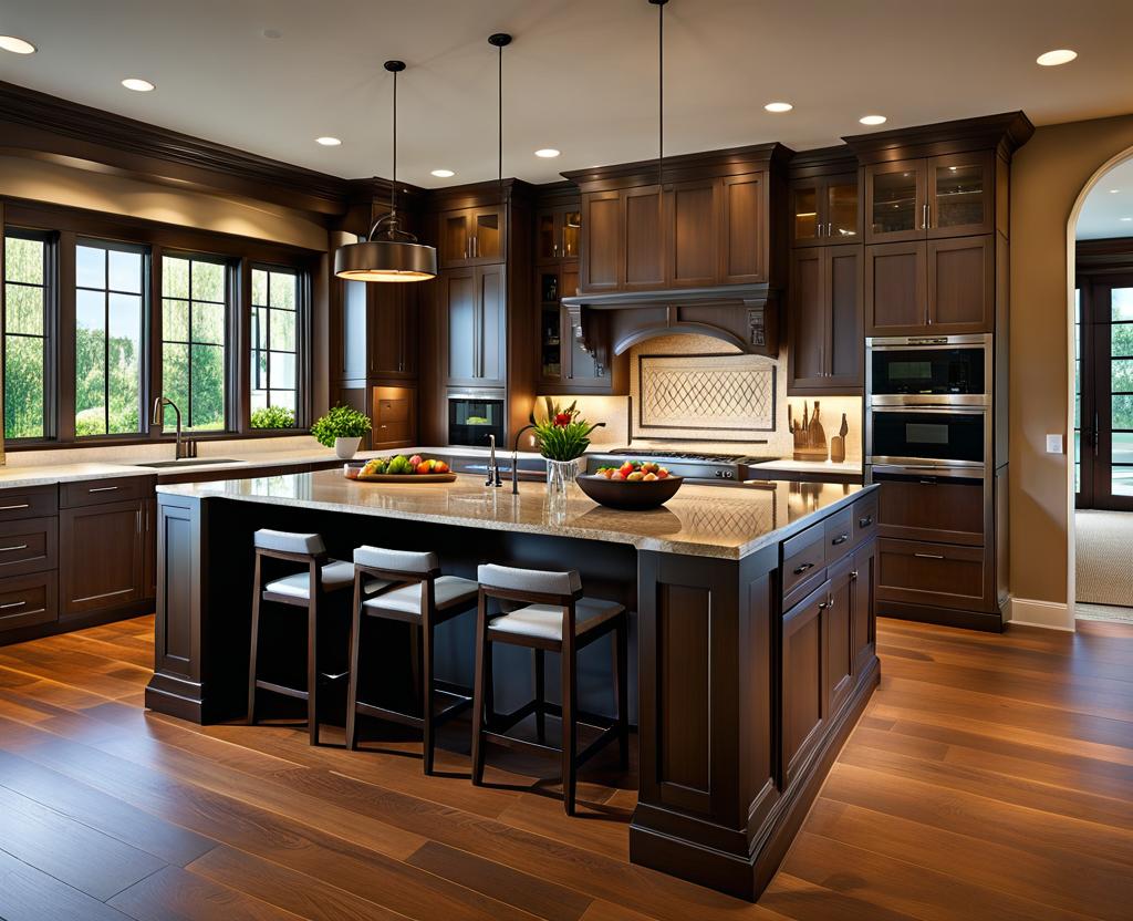 kitchen island with table attached