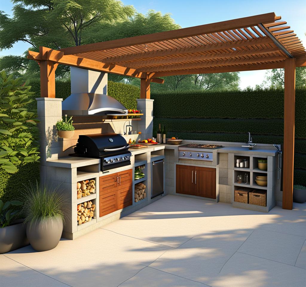 build outdoor kitchen with cinder blocks