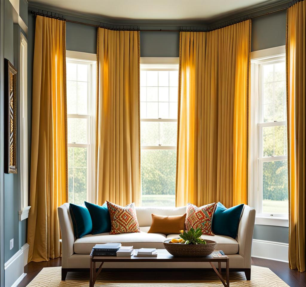 how to hang curtains on a bay window