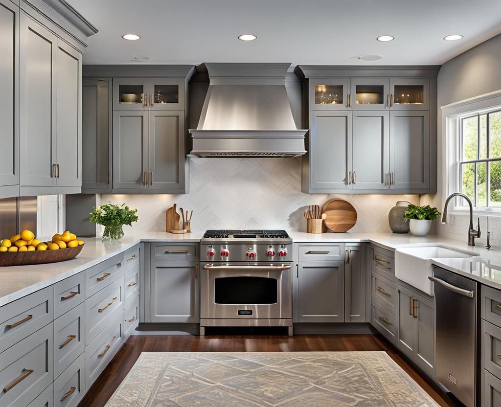 silver gray kitchen cabinets