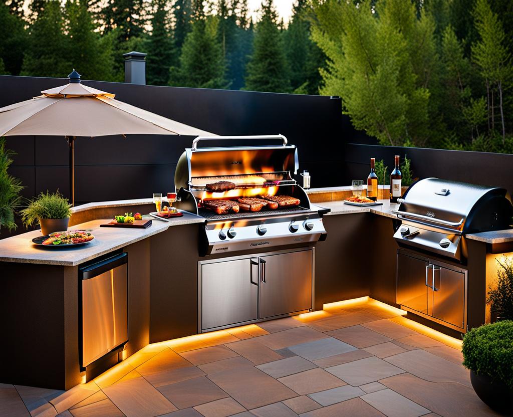 traeger grill in outdoor kitchen