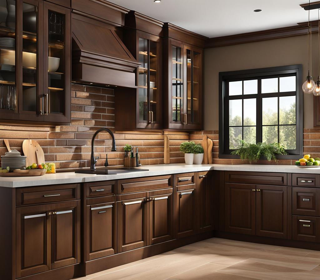 kitchen decor with brown cabinets