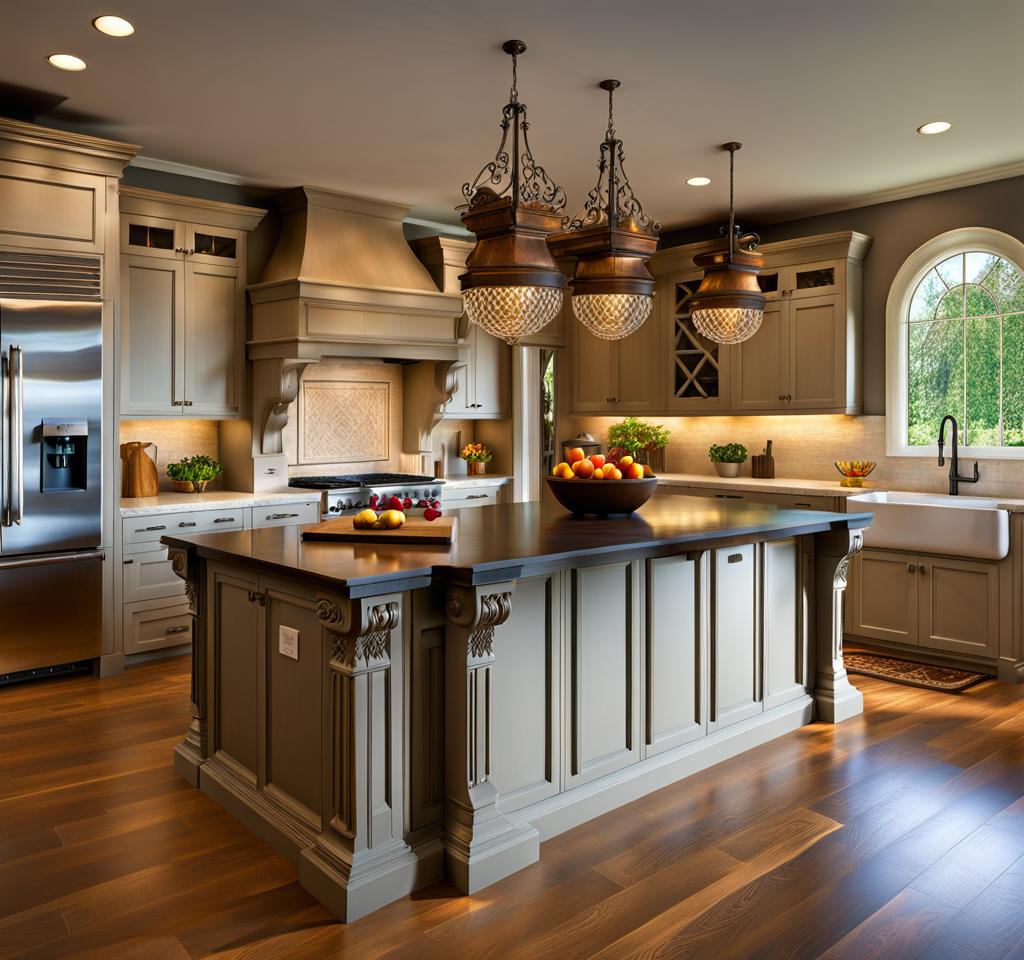 kitchen island with corbels