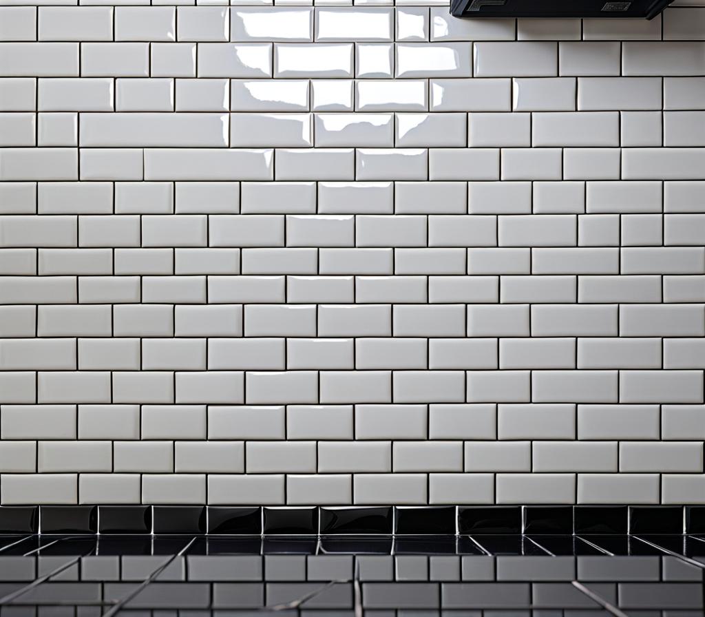 white subway tile backsplash black grout