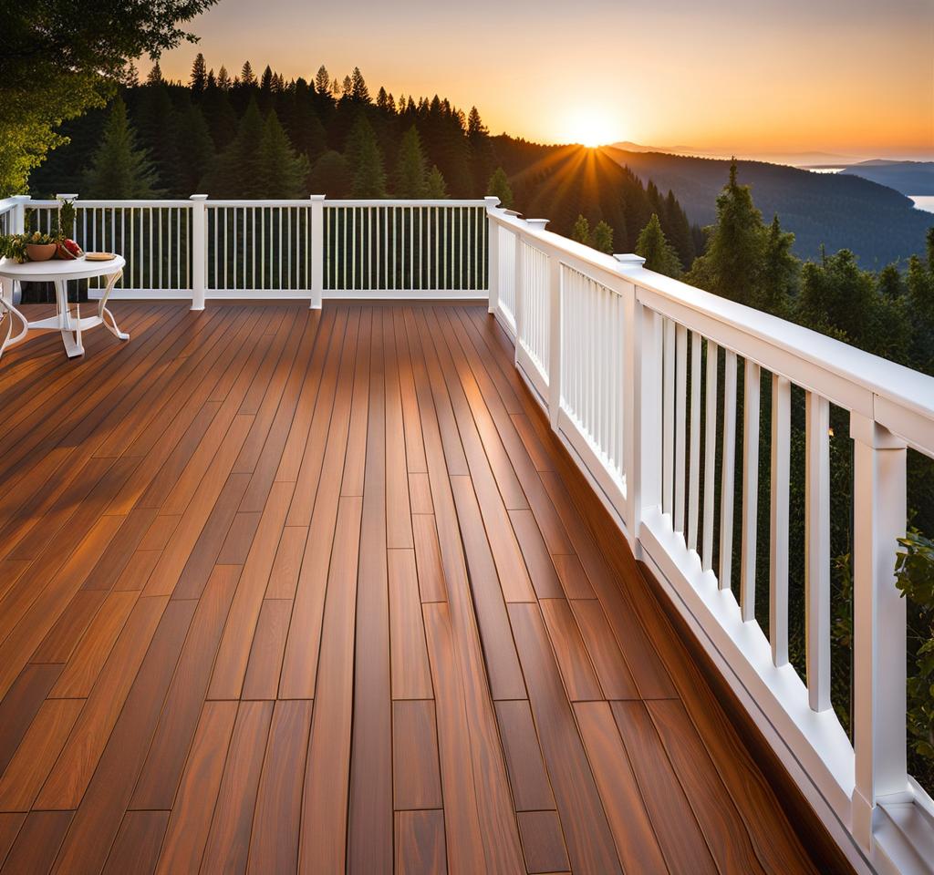 wood deck with white railing