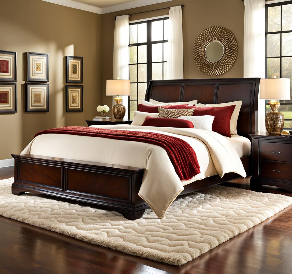 king size bed rug placement