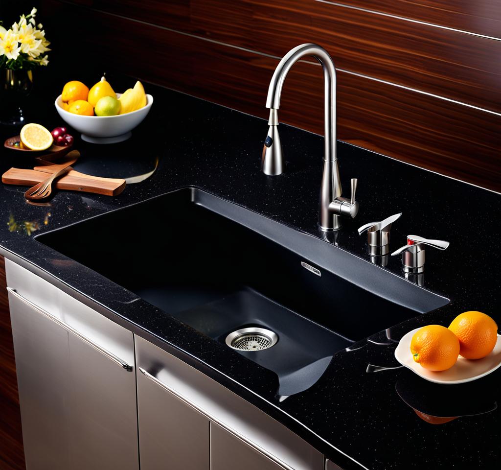 black granite undermount kitchen sink