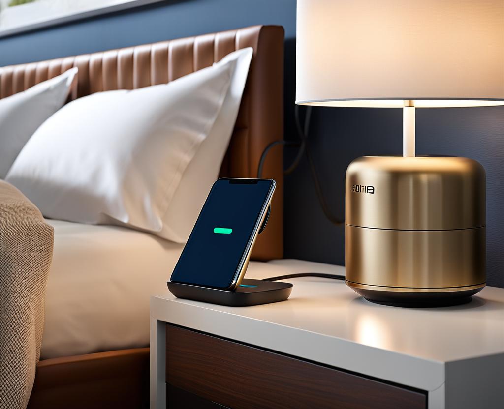 nightstand with integrated charging hub