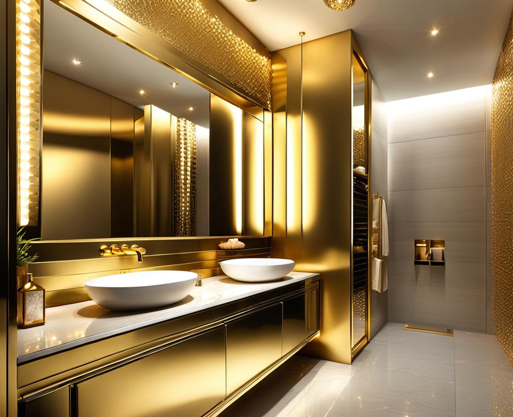 gold and silver bathroom