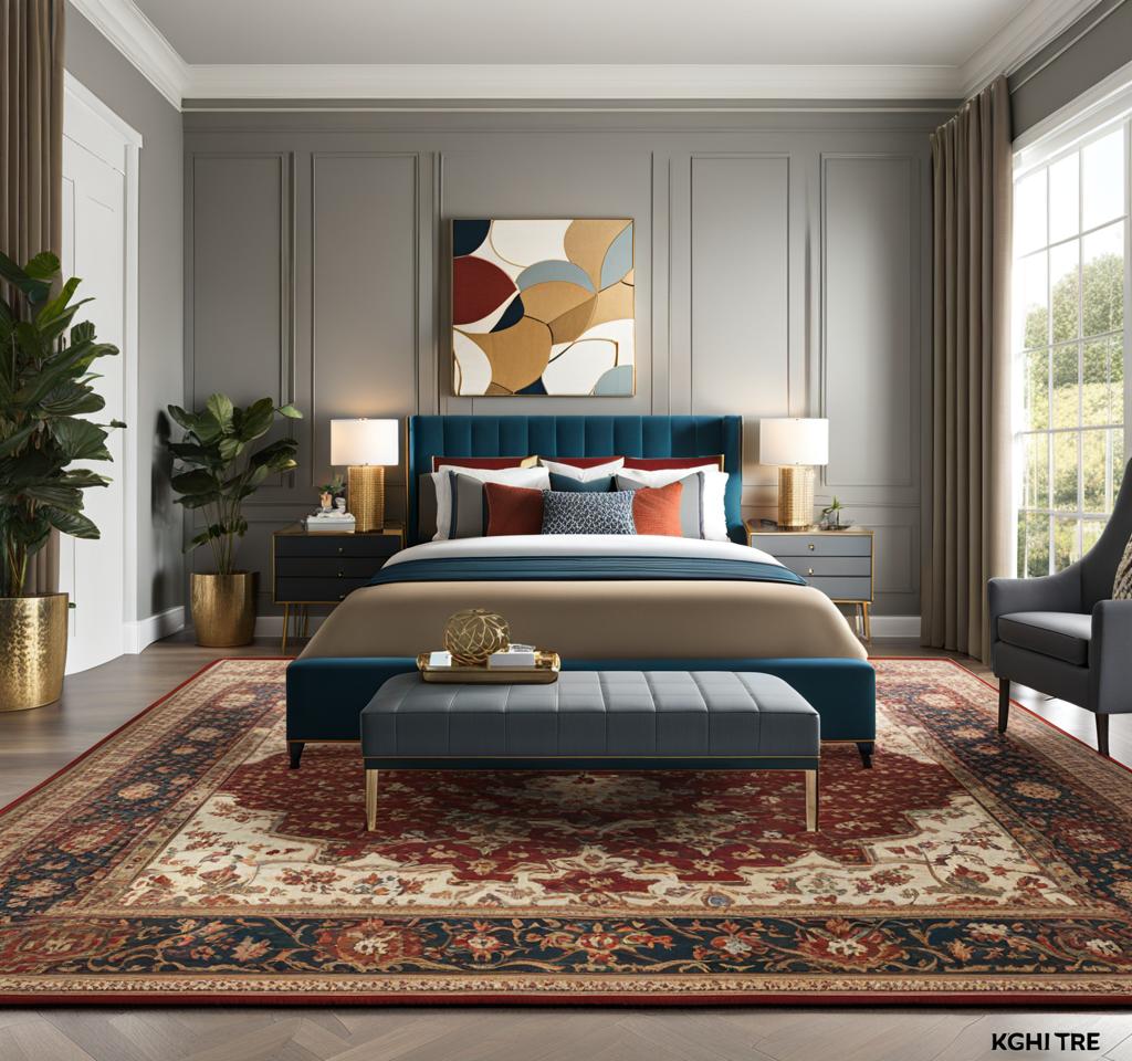 area rug size guide king bed