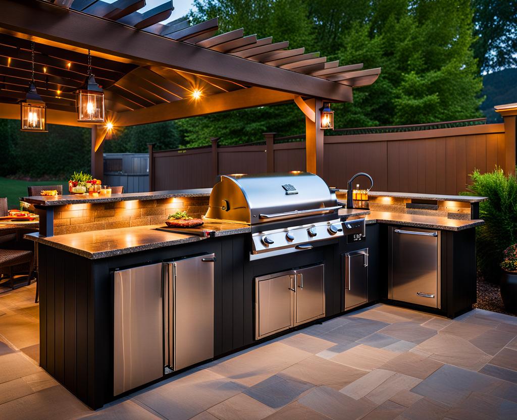 outdoor kitchen with traeger