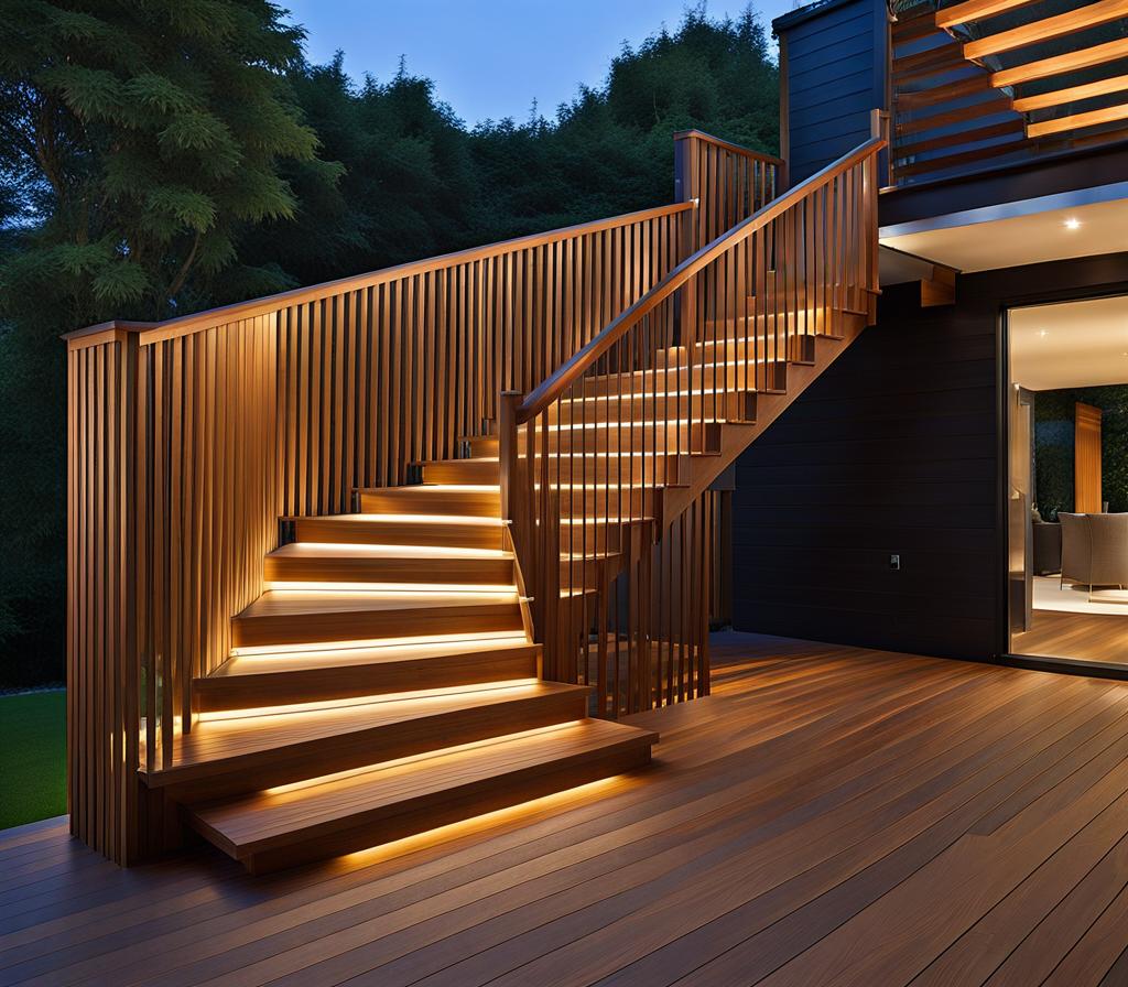 multi level deck stairs