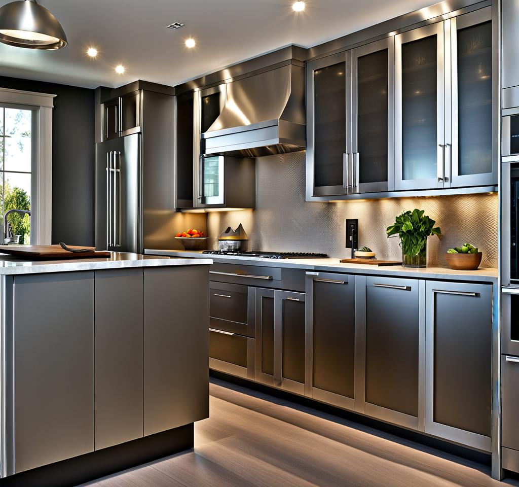 modern silver kitchen cabinets