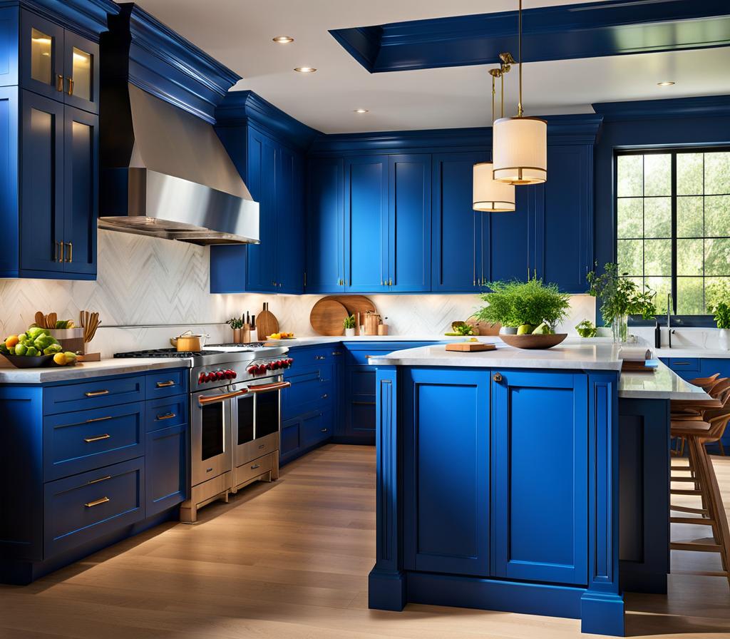 bright blue kitchen cabinets