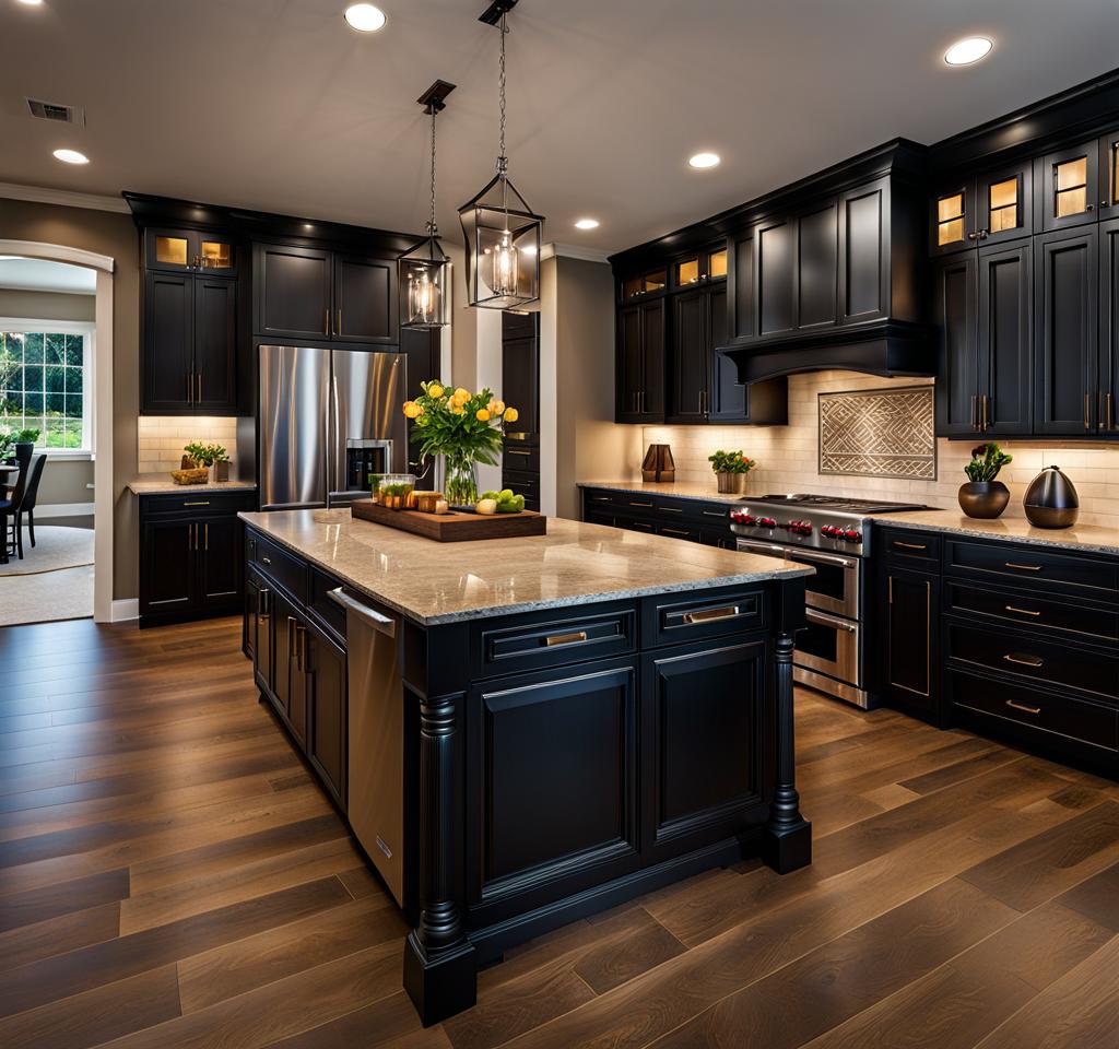 kitchen color schemes with black appliances