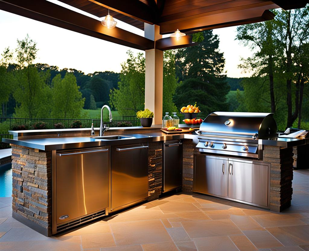 outdoor kitchen stainless steel countertops