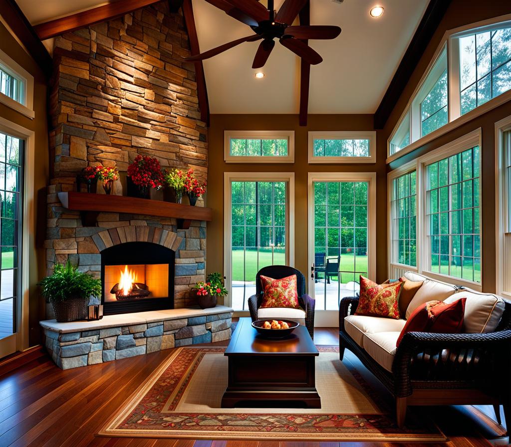 sunroom ideas with fireplace