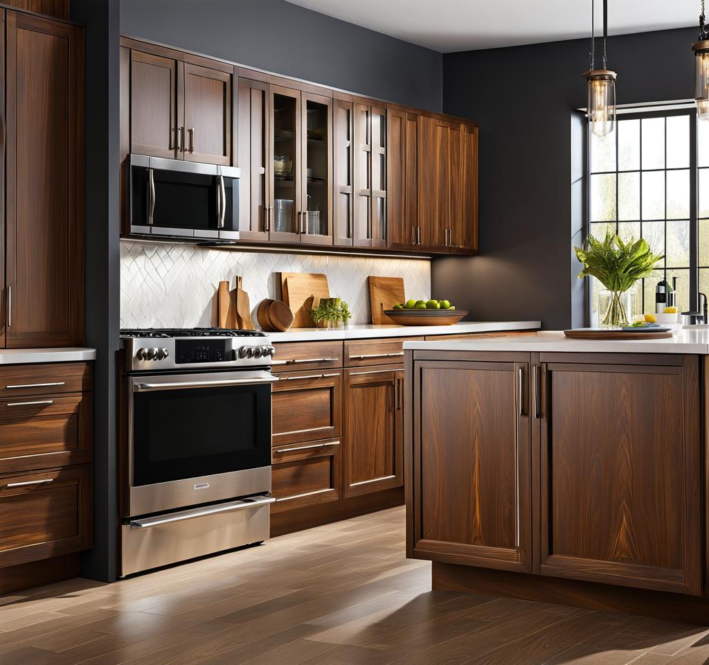 wood grain kitchen cabinets