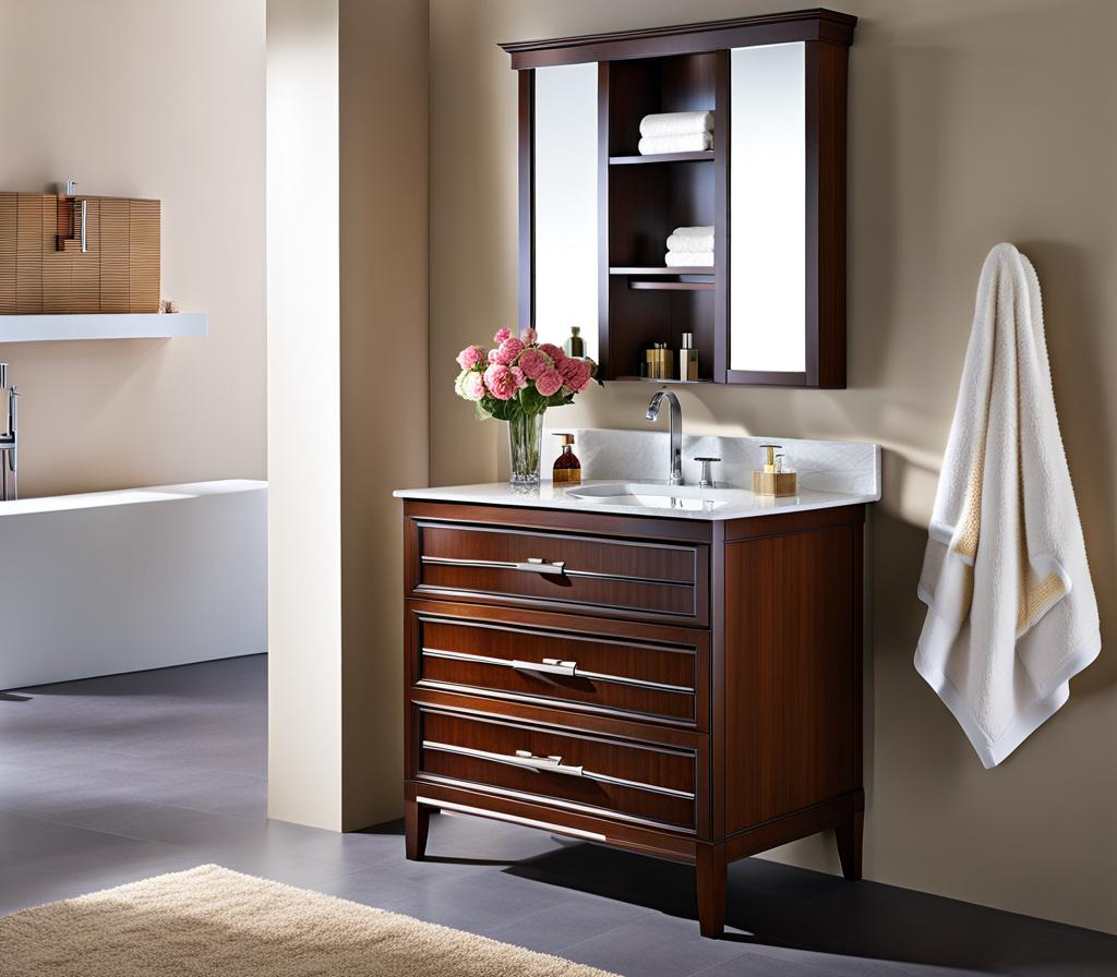 vanity with towel storage