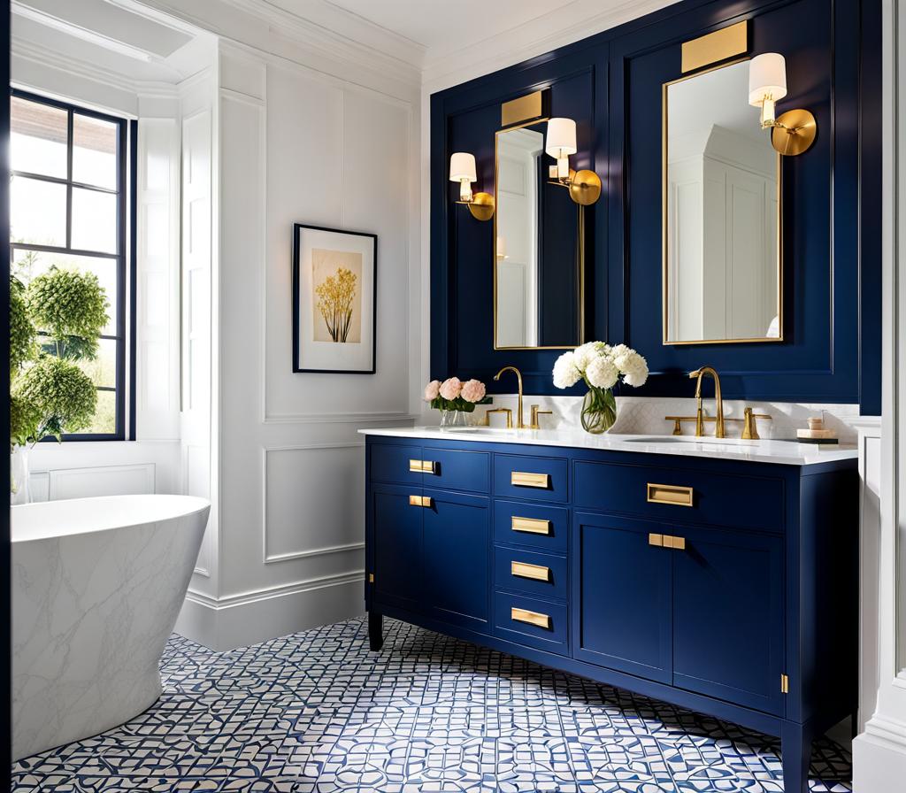 navy blue vanity bathroom ideas