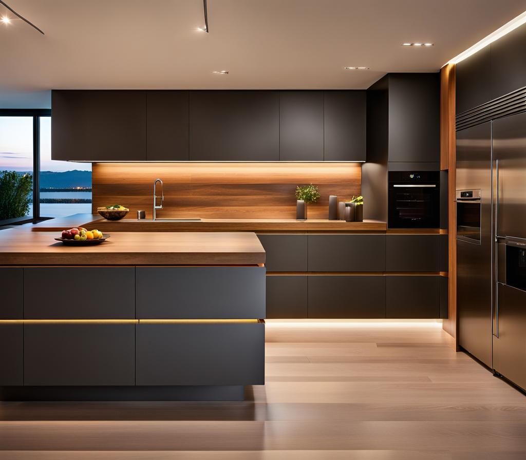 kitchen with horizontal grain