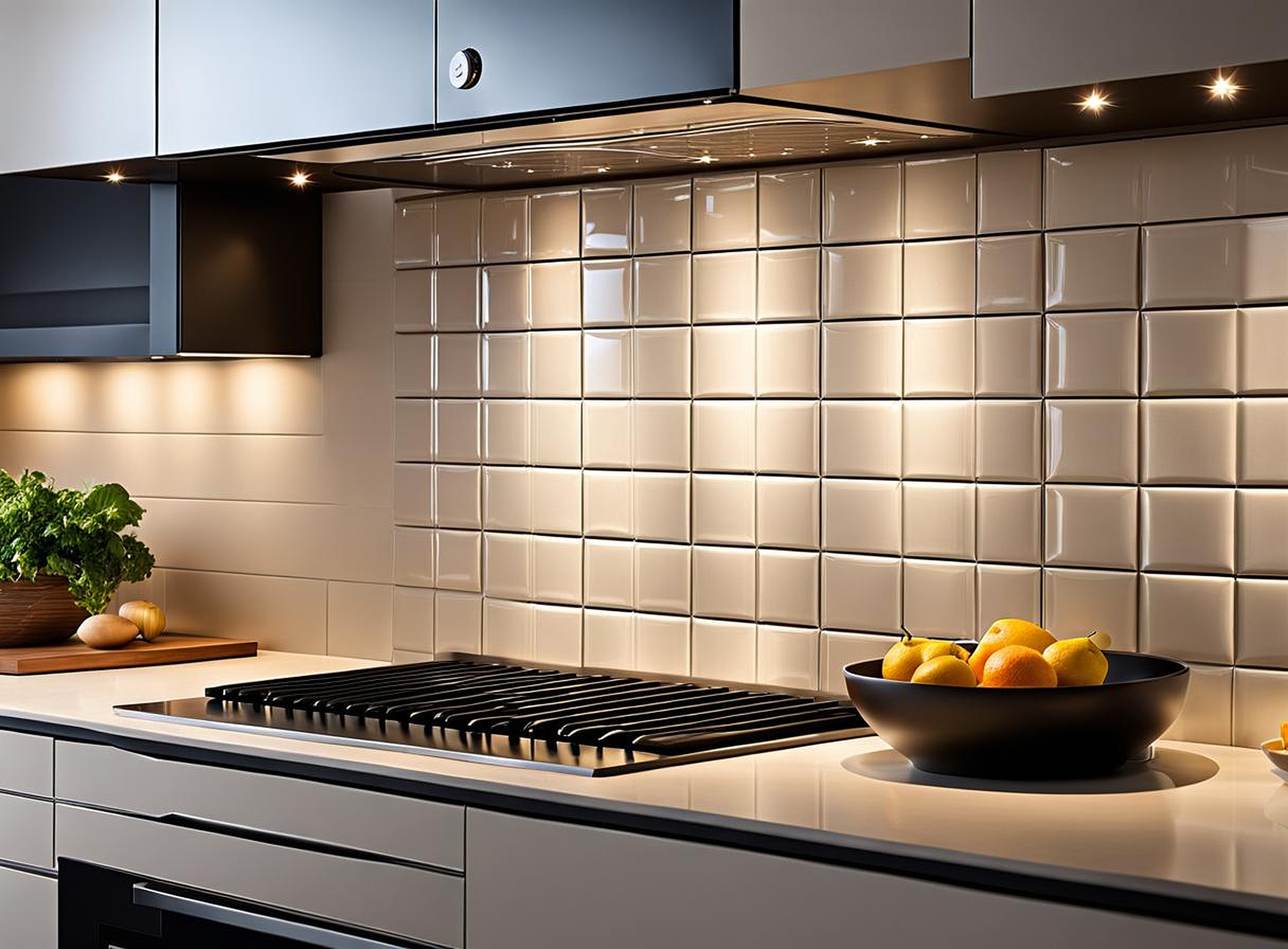 large tile kitchen backsplash