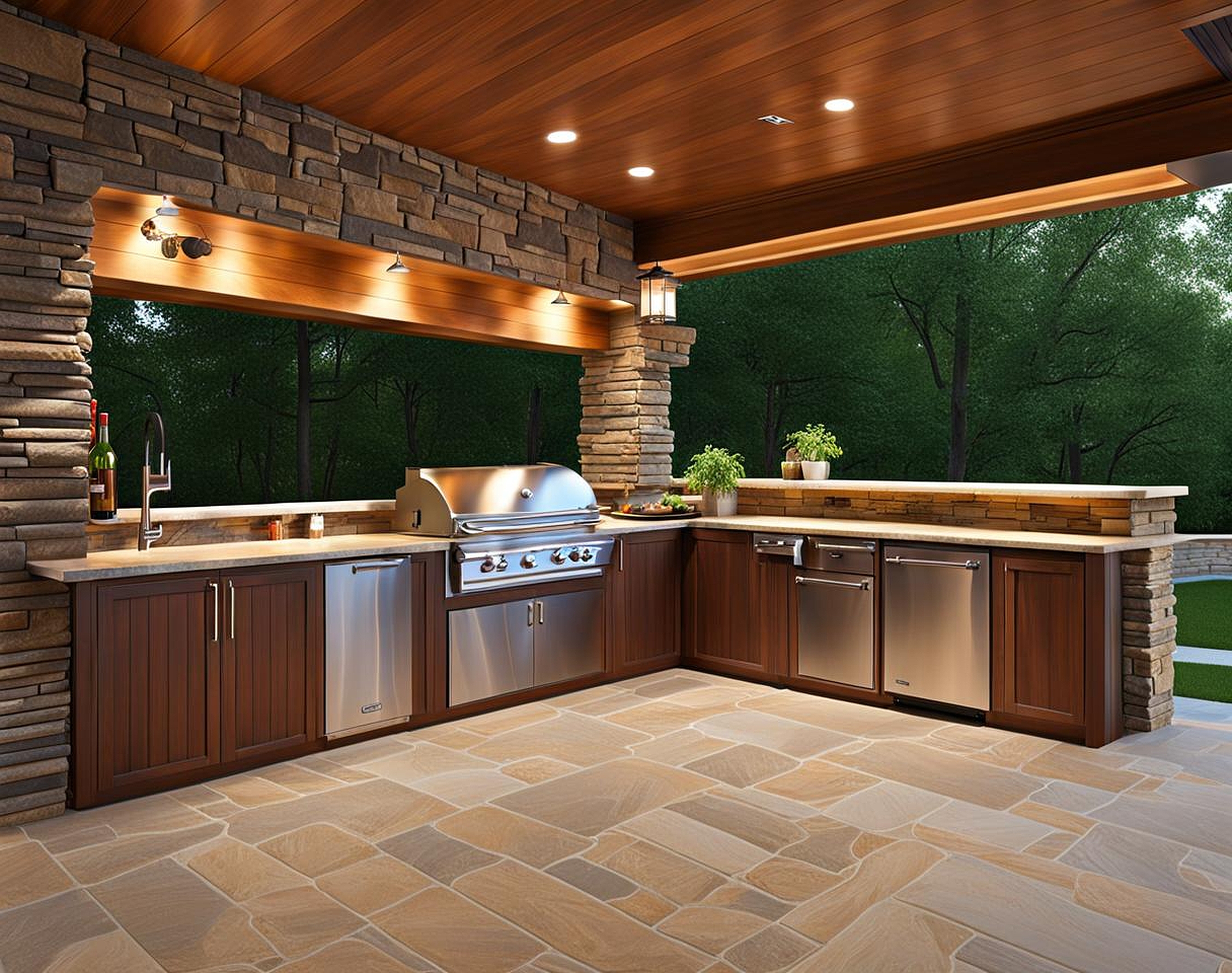 outdoor kitchen under deck