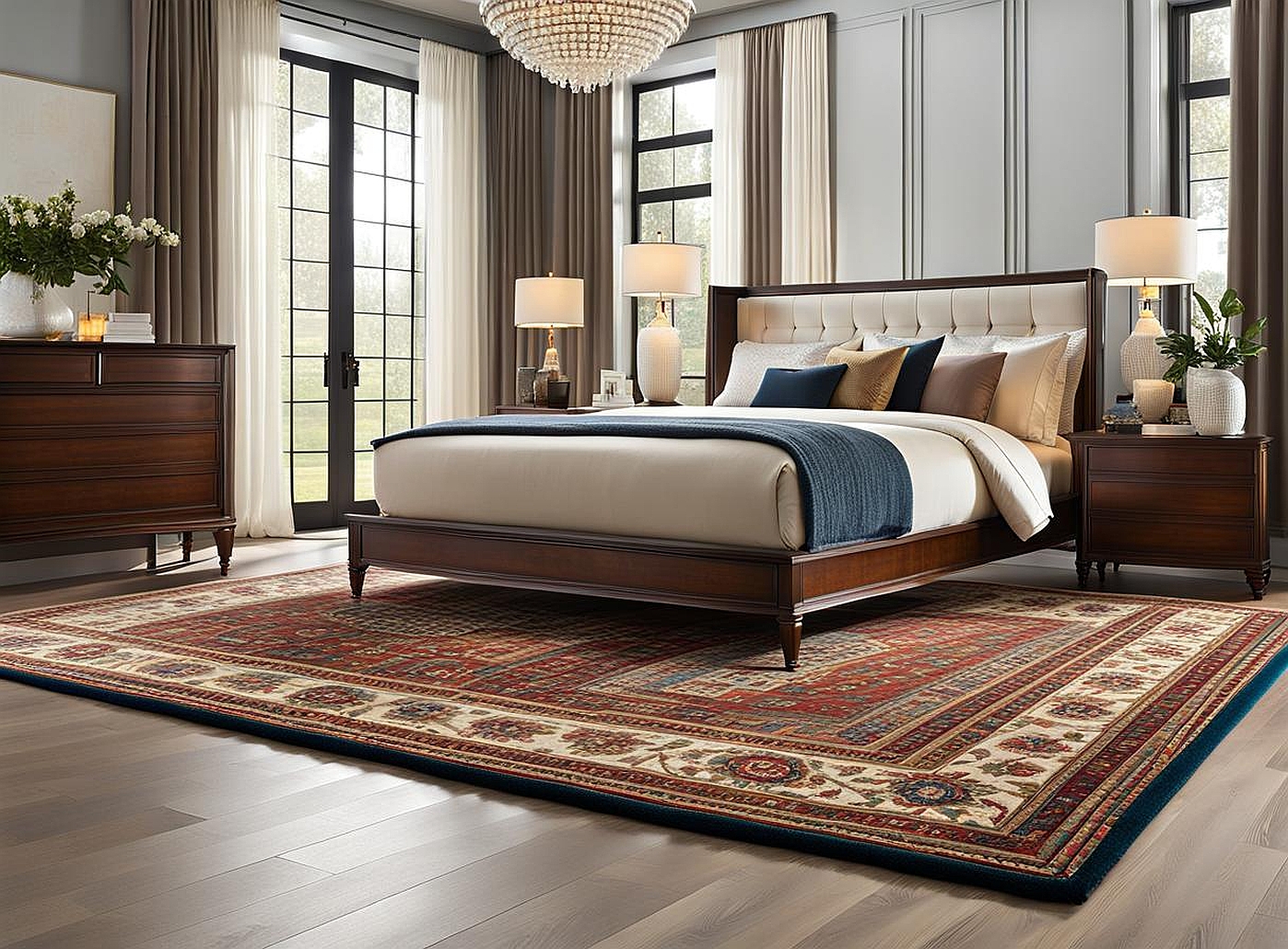 rug size with king bed