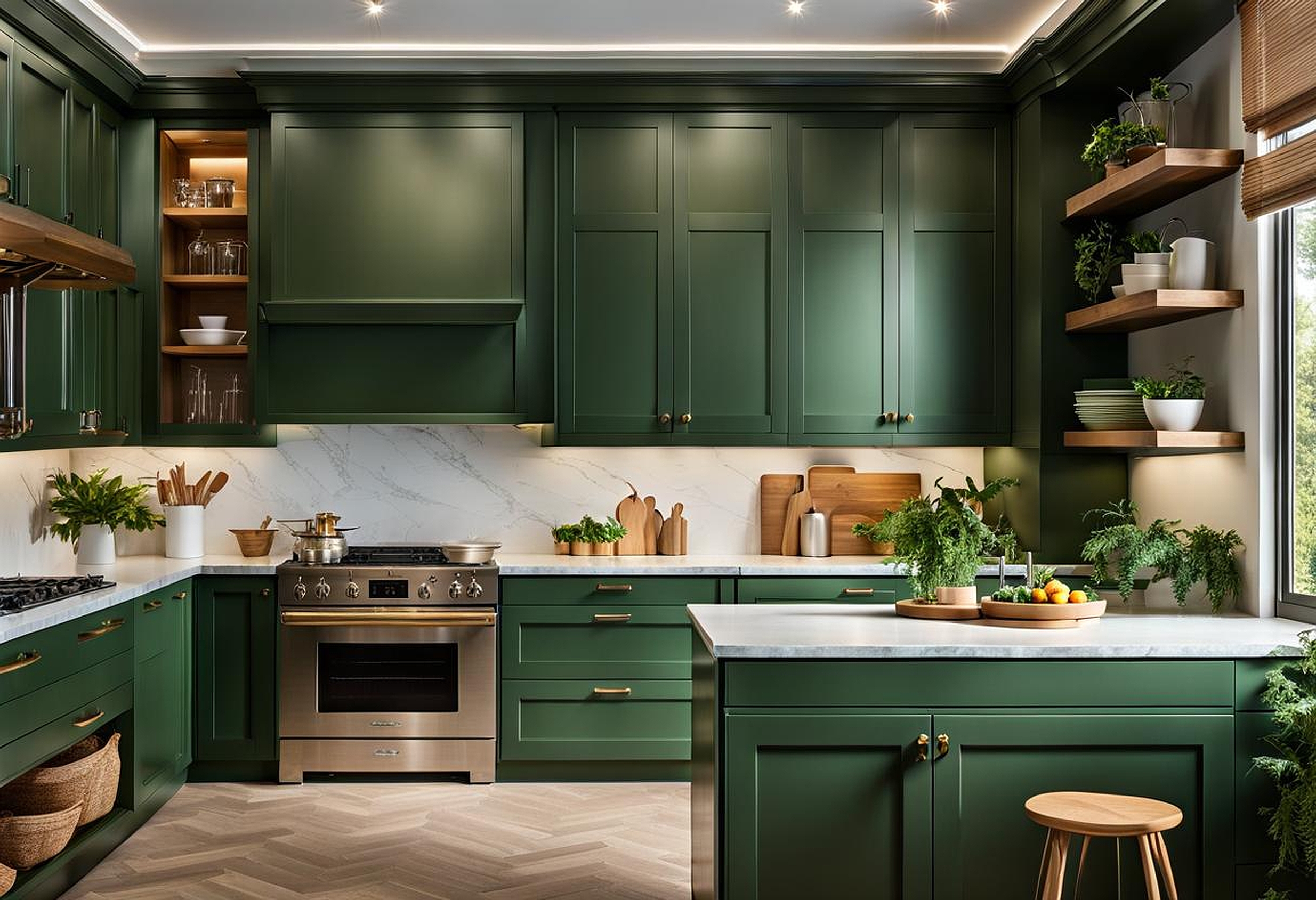 shades of green for kitchen cabinets