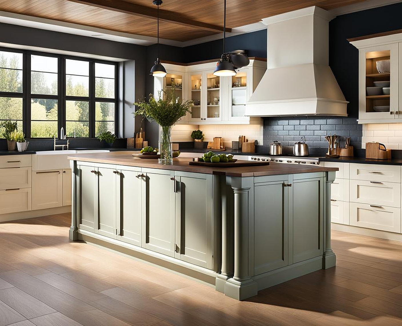 space between double kitchen islands