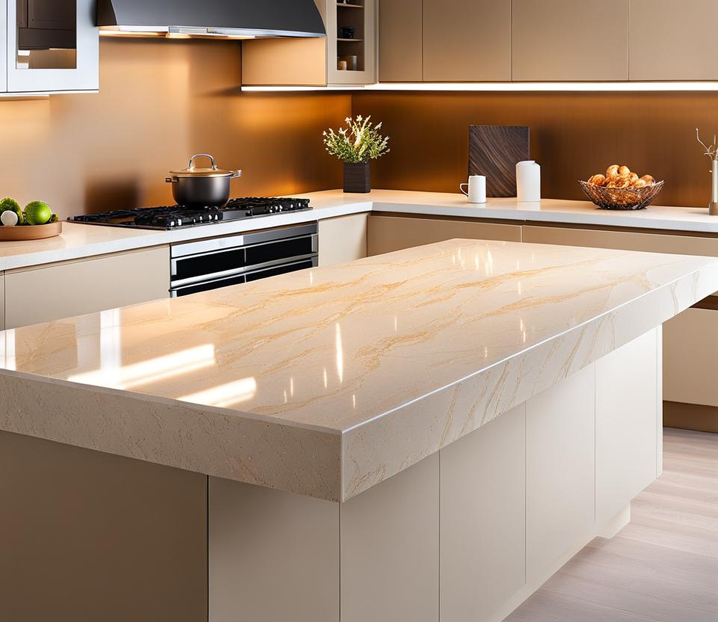 warm white quartz countertop