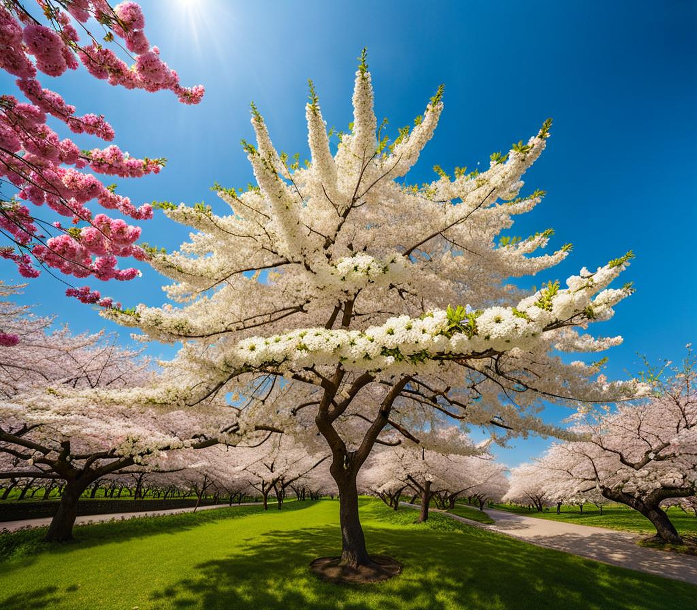 white flowering trees in spring
